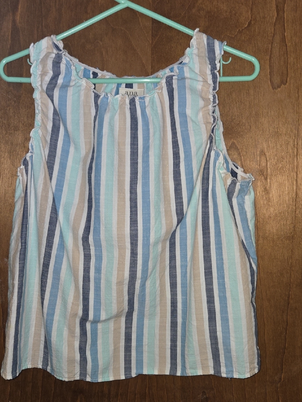 a.n.a Striped Sleeveless Top in Blue, White & Tan